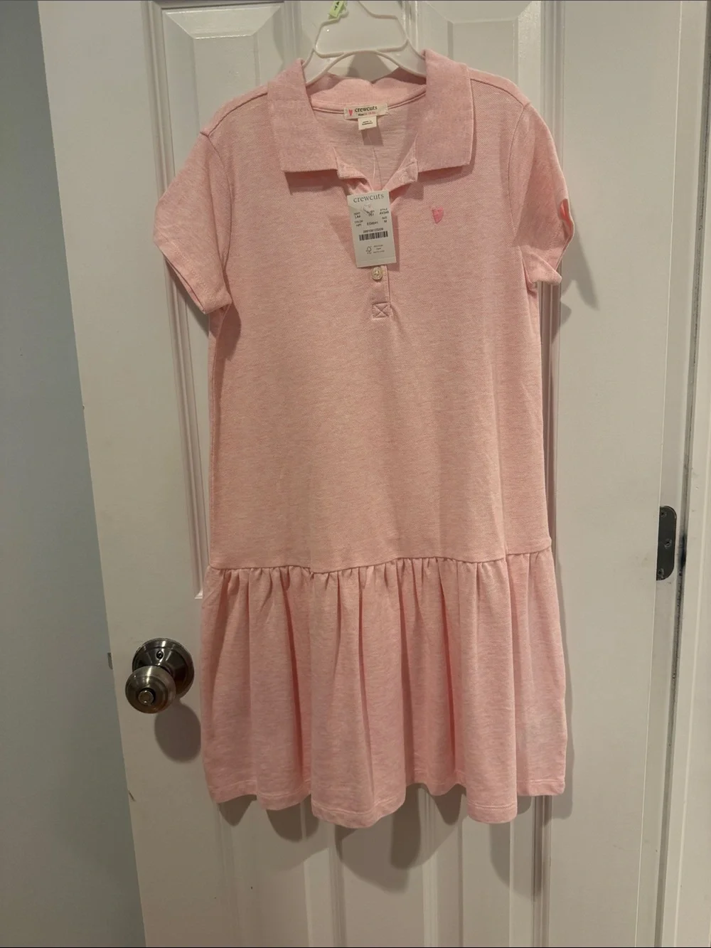 NWT Crewcuts by J.Crew Pink Piqué Polo Drop Waist Dress Girls Medium (8/10)